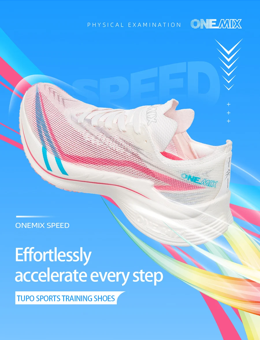 ONEMIX Nylon Carbon Fiber Running Shoes for Men Marathon Shoes Breathable Ultra Light Track Field Kilometer Race Running Sneaker