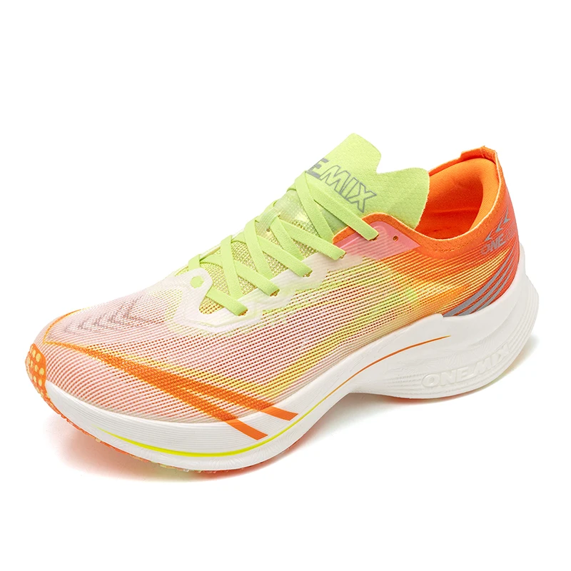 ONEMIX Nylon Carbon Fiber Running Shoes for Men Marathon Shoes Breathable Ultra Light Track Field Kilometer Race Running Sneaker