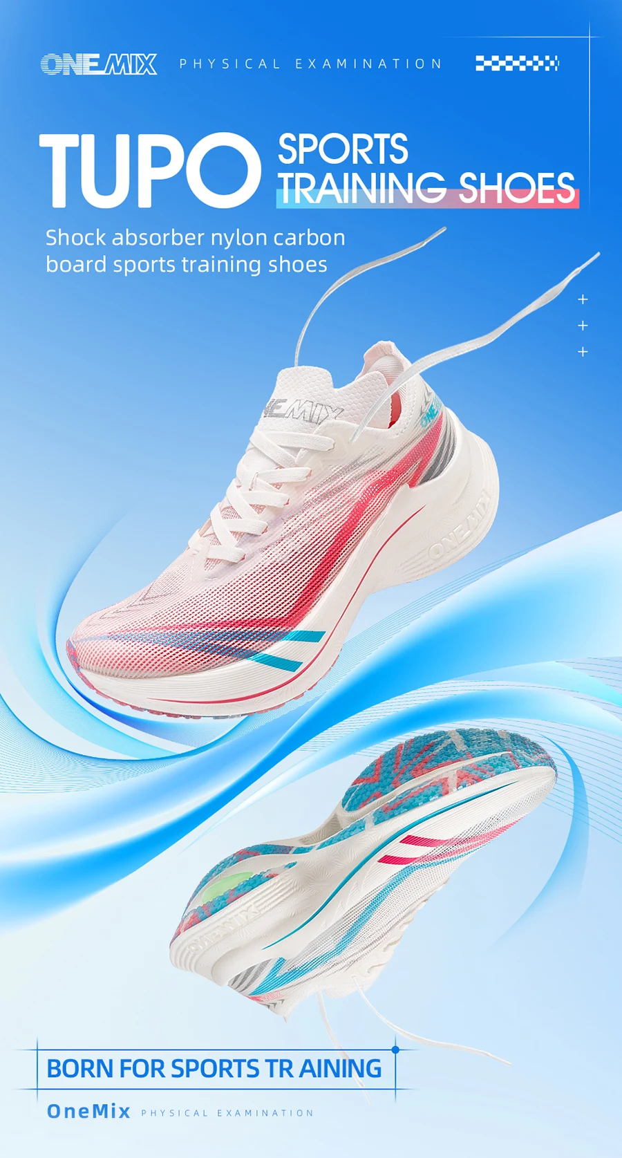 ONEMIX Nylon Carbon Fiber Running Shoes for Men Marathon Shoes Breathable Ultra Light Track Field Kilometer Race Running Sneaker