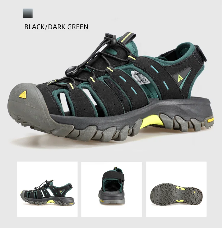 HUMTTO Summer Beach Sandals Men Outdoor Water Sneakers Leather Hiking Camping Climbing Aqua Shoes Breathable Sandals for Mens