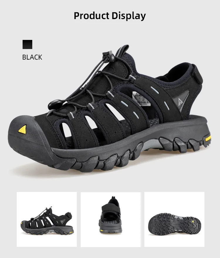HUMTTO Summer Beach Sandals Men Outdoor Water Sneakers Leather Hiking Camping Climbing Aqua Shoes Breathable Sandals for Mens