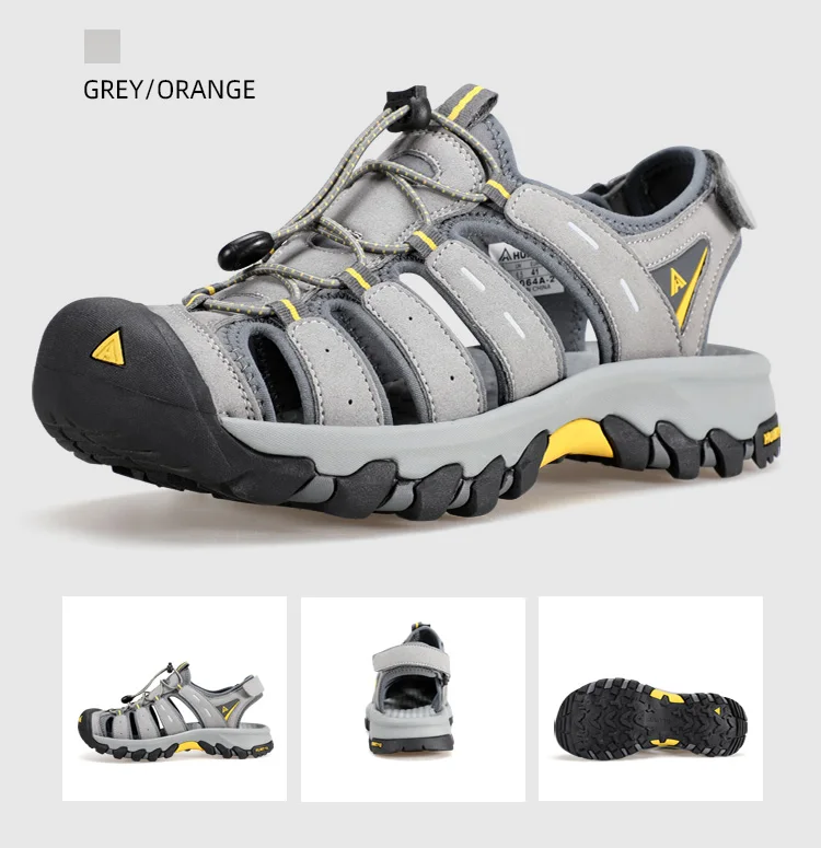 HUMTTO Summer Beach Sandals Men Outdoor Water Sneakers Leather Hiking Camping Climbing Aqua Shoes Breathable Sandals for Mens