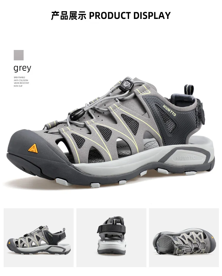HUMTTO Summer Beach Sandals Men Outdoor Water Sneakers Leather Hiking Camping Climbing Aqua Shoes Breathable Sandals for Mens