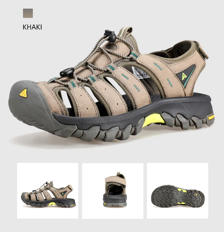 HUMTTO Summer Beach Sandals Men Outdoor Water Sneakers Leather Hiking Camping Climbing Aqua Shoes Breathable Sandals for Mens