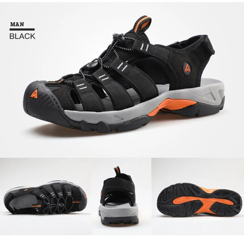 HUMTTO Summer Beach Sandals Men Outdoor Water Sneakers Leather Hiking Camping Climbing Aqua Shoes Breathable Sandals for Mens