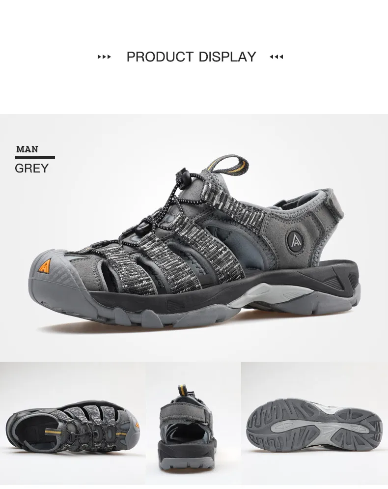 HUMTTO Summer Beach Sandals Men Outdoor Water Sneakers Leather Hiking Camping Climbing Aqua Shoes Breathable Sandals for Mens