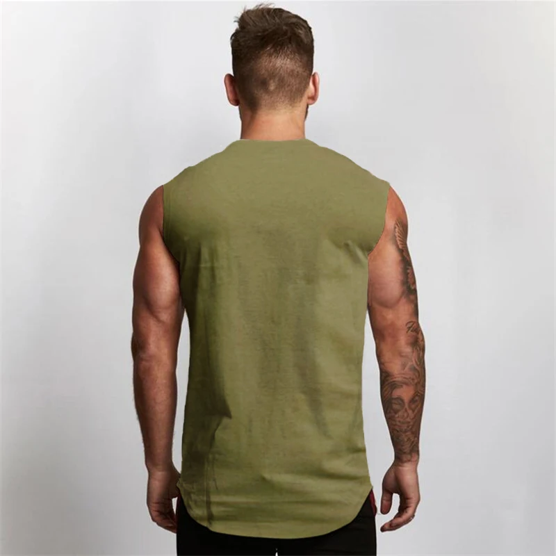 Summer Cotton Breathable V-neck Tank Tops Gym Workout Running Sport Sleeveless Shirt Mens Fitness Bodybuilding Muscle Clothing