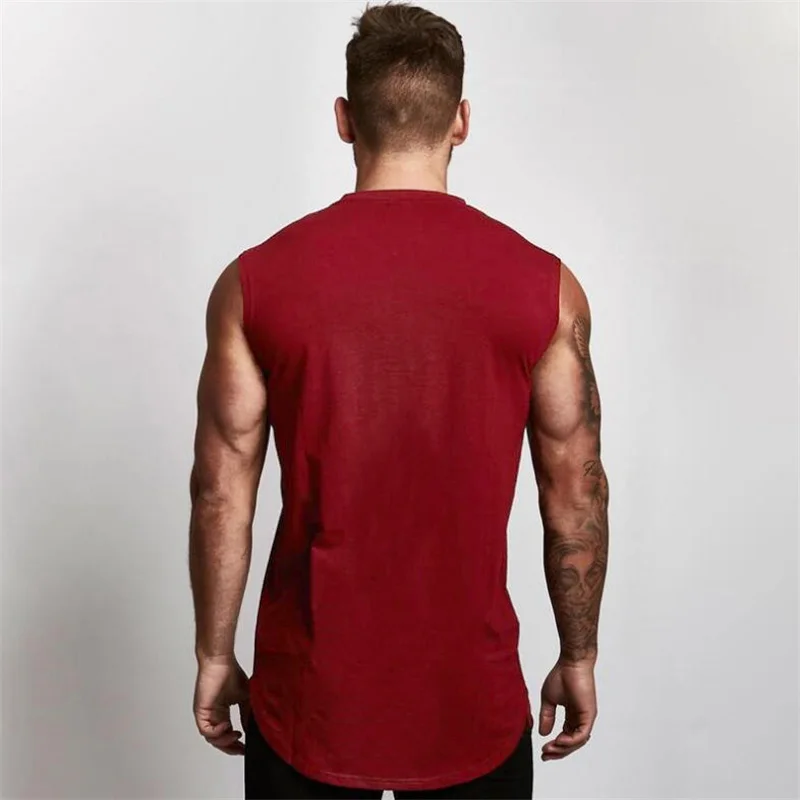 Summer Cotton Breathable V-neck Tank Tops Gym Workout Running Sport Sleeveless Shirt Mens Fitness Bodybuilding Muscle Clothing