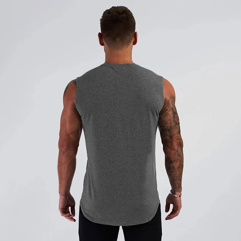 Summer Cotton Breathable V-neck Tank Tops Gym Workout Running Sport Sleeveless Shirt Mens Fitness Bodybuilding Muscle Clothing