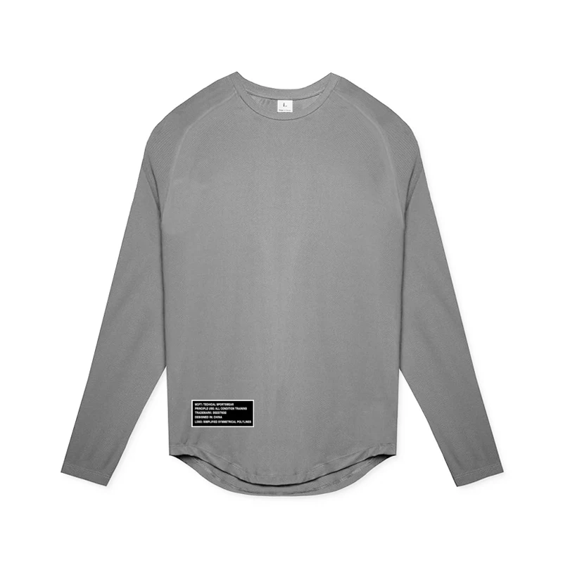 High Elastic Tight Long Sleeve Casual Shirt Autumn Breathable Quick Dry Mens T-shirt Gym Fitness Bodybuilding Running Sportswear