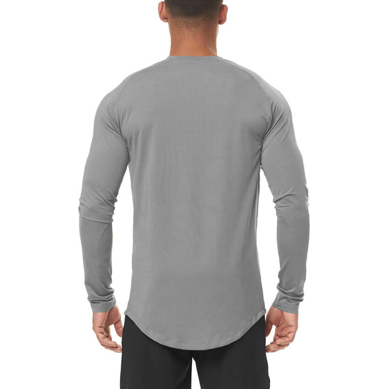 High Elastic Tight Long Sleeve Casual Shirt Autumn Breathable Quick Dry Mens T-shirt Gym Fitness Bodybuilding Running Sportswear