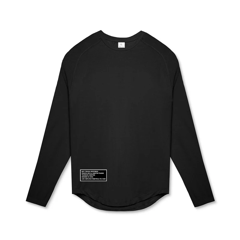 High Elastic Tight Long Sleeve Casual Shirt Autumn Breathable Quick Dry Mens T-shirt Gym Fitness Bodybuilding Running Sportswear