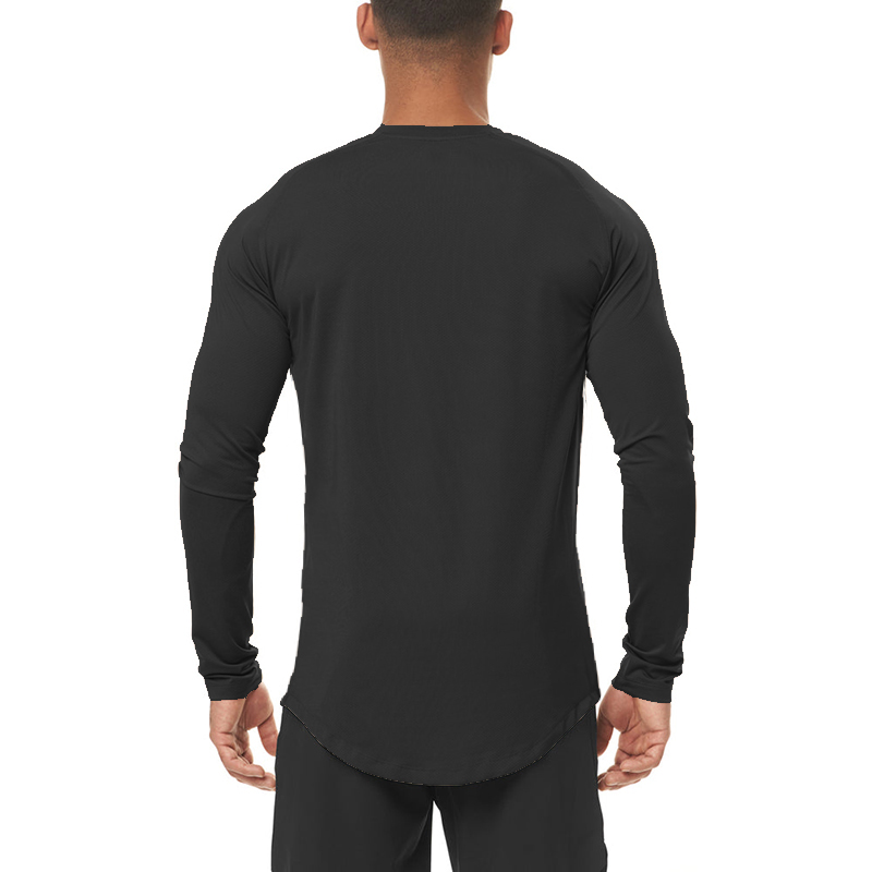 High Elastic Tight Long Sleeve Casual Shirt Autumn Breathable Quick Dry Mens T-shirt Gym Fitness Bodybuilding Running Sportswear