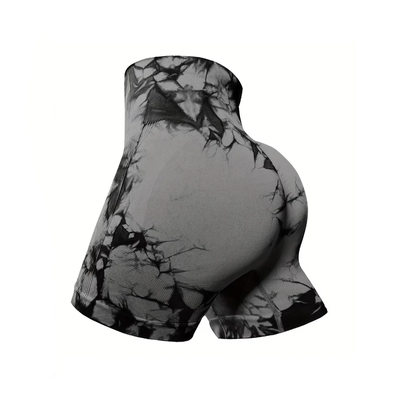 CZGUKE 3-PCS Women's Tie-Dye Yoga Fitness Shorts with Hip-Lifting Belt High-Waisted Seamless Cycling Pants Sports Shorts