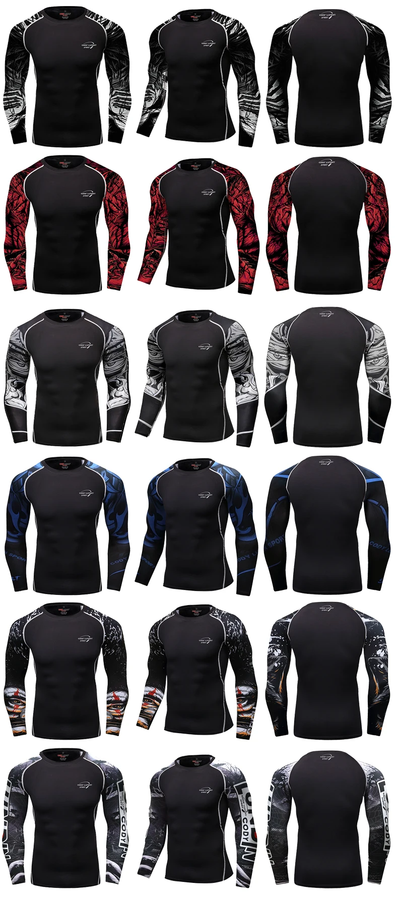Long Sleeve Men Boxing MMA Rashguard T-shirts Sportswear MMA Compression Sport Tops Kickboxing Jerseys Fitness Bjj Gi Clothing
