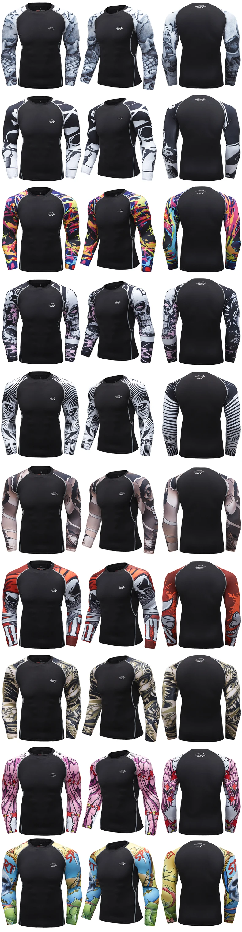 Long Sleeve Men Boxing MMA Rashguard T-shirts Sportswear MMA Compression Sport Tops Kickboxing Jerseys Fitness Bjj Gi Clothing