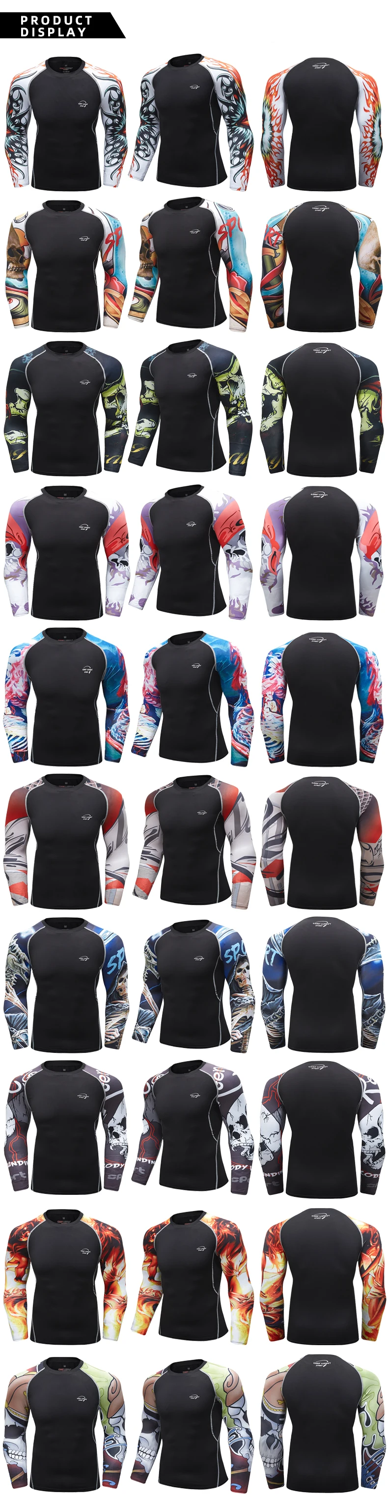 Long Sleeve Men Boxing MMA Rashguard T-shirts Sportswear MMA Compression Sport Tops Kickboxing Jerseys Fitness Bjj Gi Clothing