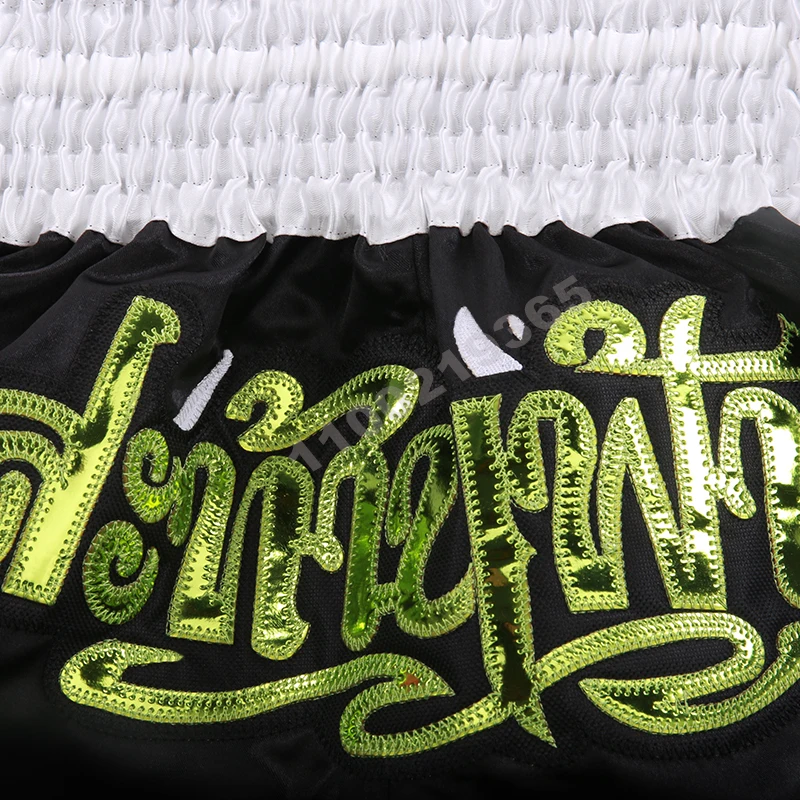 Muay Thai Fight Kickboxing Shorts Fitness Men Women Kids Boxing Shorts Embroidery Thailand Gym Training Black MMA Jujitsu Pants