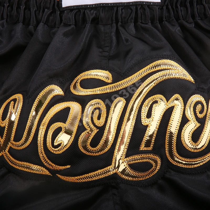 Muay Thai Fight Kickboxing Shorts Fitness Men Women Kids Boxing Shorts Embroidery Thailand Gym Training Black MMA Jujitsu Pants