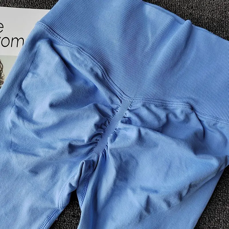 Seamless Sport Yoga High Waist Pants Leggings Sport See Through Yoga Gym Running Quick Dry Pants Scrunch Butt Pants