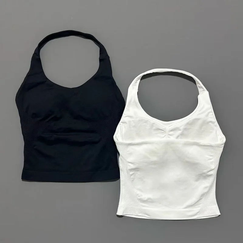 Women Sports Yoga Vest Running Gym Top Fitness Quick-Dry Workout Vest High Elastic Yoga Tank Top Gym Seamless Workout Sports Bra