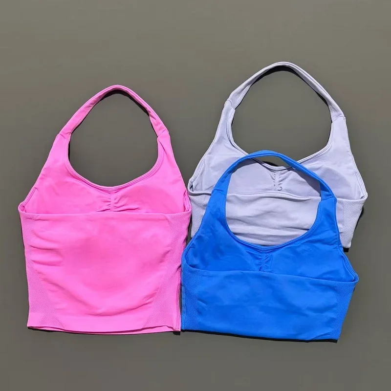 Women Sports Yoga Vest Running Gym Top Fitness Quick-Dry Workout Vest High Elastic Yoga Tank Top Gym Seamless Workout Sports Bra