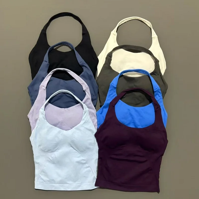 Women Sports Yoga Vest Running Gym Top Fitness Quick-Dry Workout Vest High Elastic Yoga Tank Top Gym Seamless Workout Sports Bra