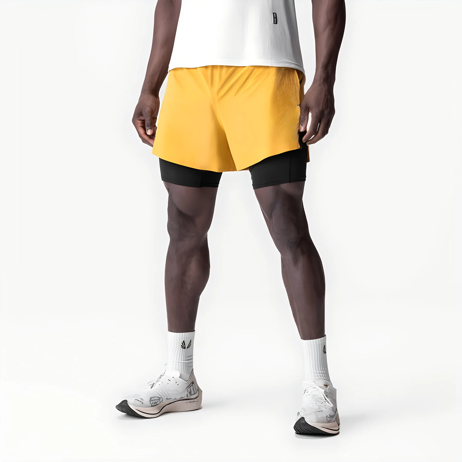 Men's Running Shorts Gym 2 In 1 Sports Shorts Fitness Leisure Workout Breathable Quick Dry Double Layer Training Shorts Men