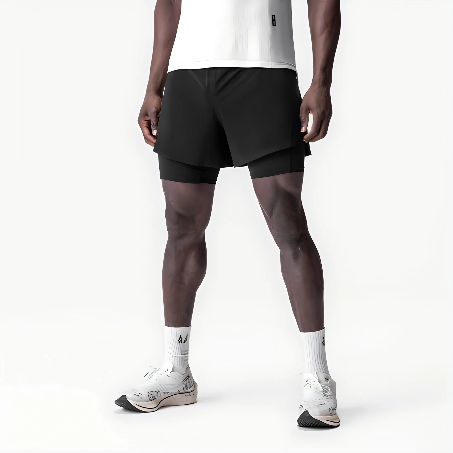 Men's Running Shorts Gym 2 In 1 Sports Shorts Fitness Leisure Workout Breathable Quick Dry Double Layer Training Shorts Men