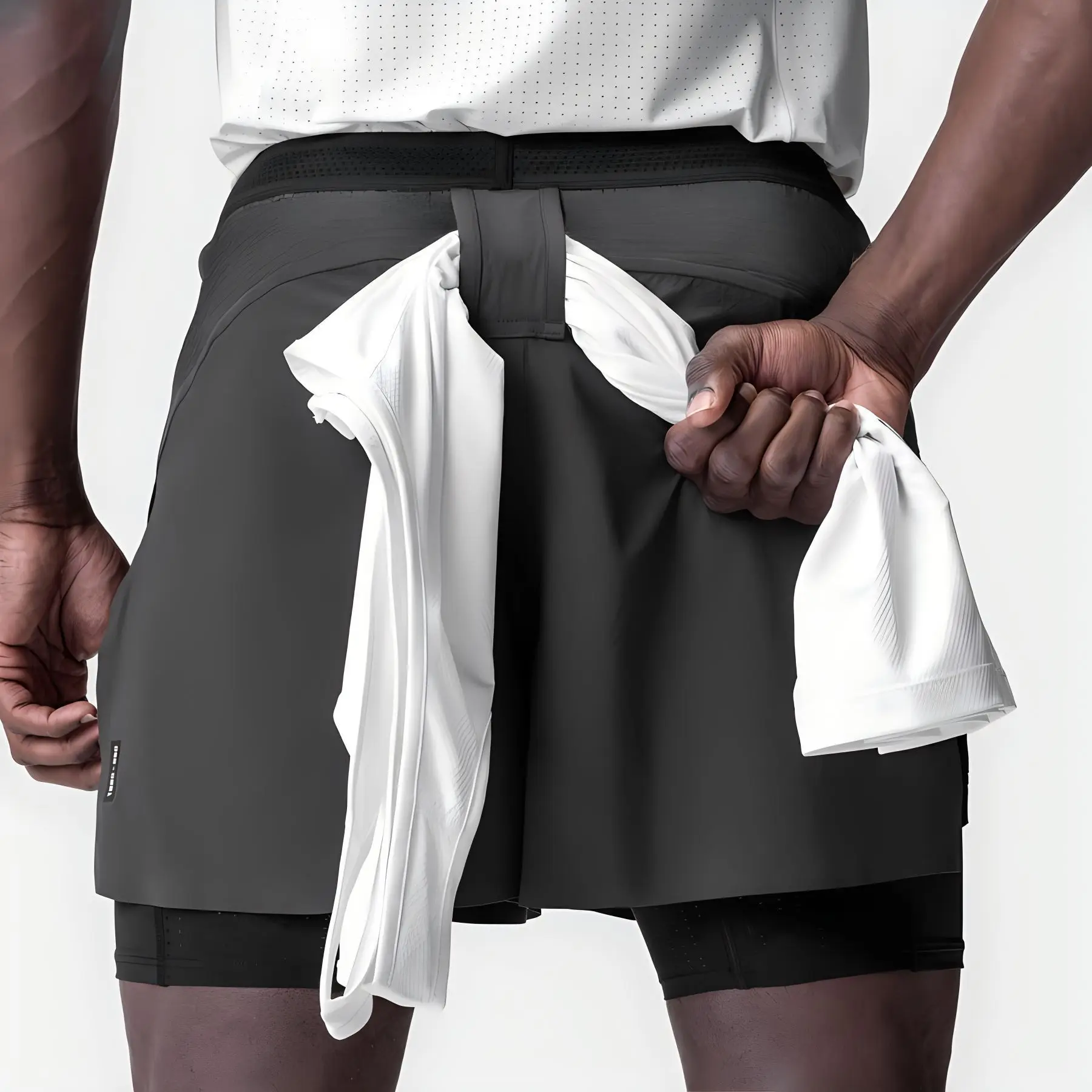 Men's Running Shorts Gym 2 In 1 Sports Shorts Fitness Leisure Workout Breathable Quick Dry Double Layer Training Shorts Men