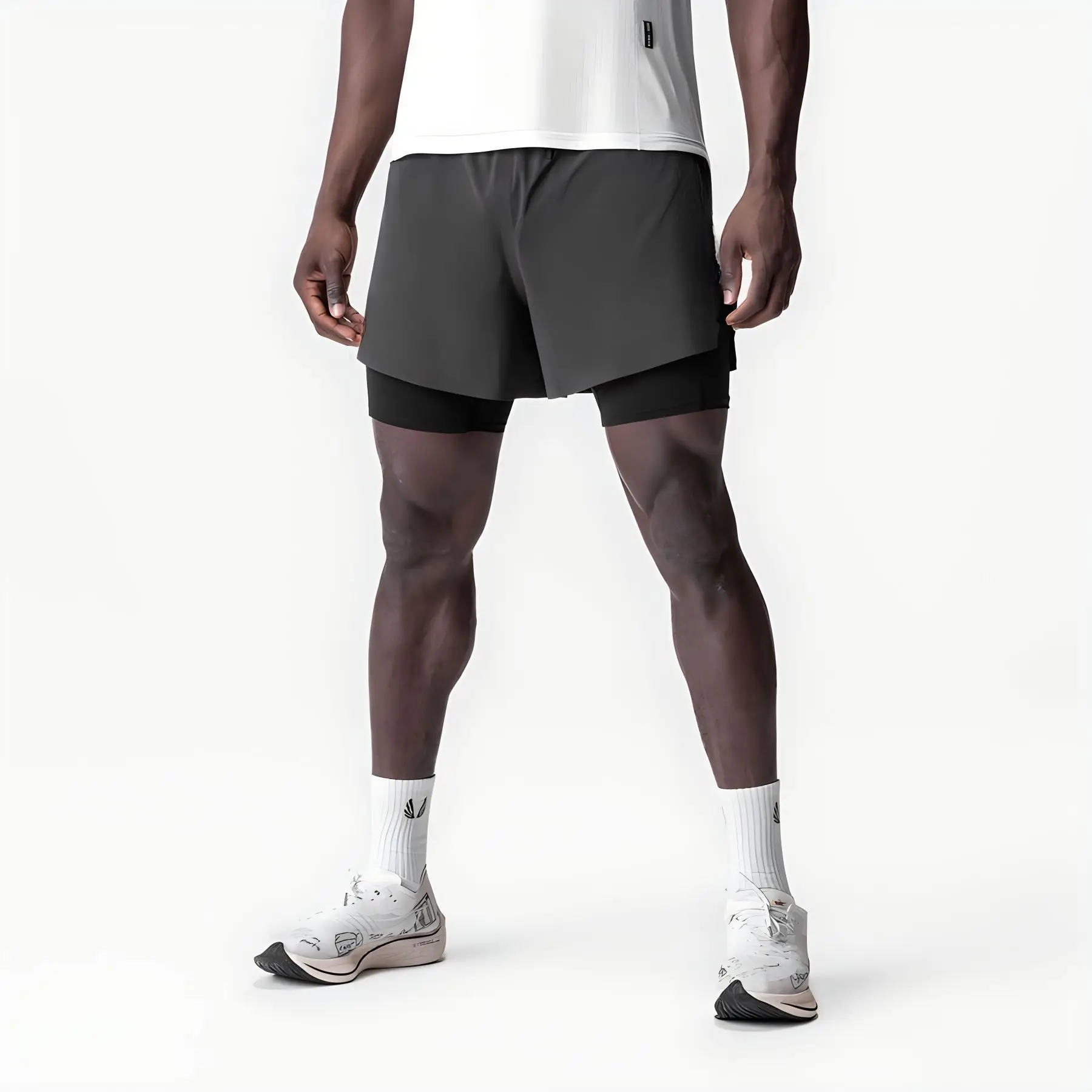 Men's Running Shorts Gym 2 In 1 Sports Shorts Fitness Leisure Workout Breathable Quick Dry Double Layer Training Shorts Men