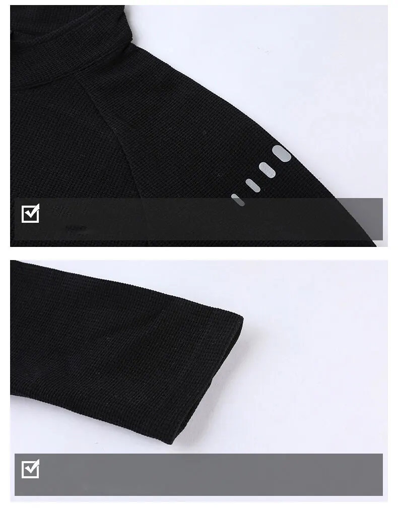 Running Long Sleeve T-shirt Reflective Men Sportswear Breathable Black Coat Gym Jogging Male Gym Fitness Spring Autumn Clothing