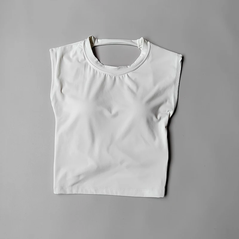 Yoga Short-sleeved Women's Fixed Chest Pad Running Gym Sexy Backless Short Training Sports T-shirt Waist Slimming Fitness Vest