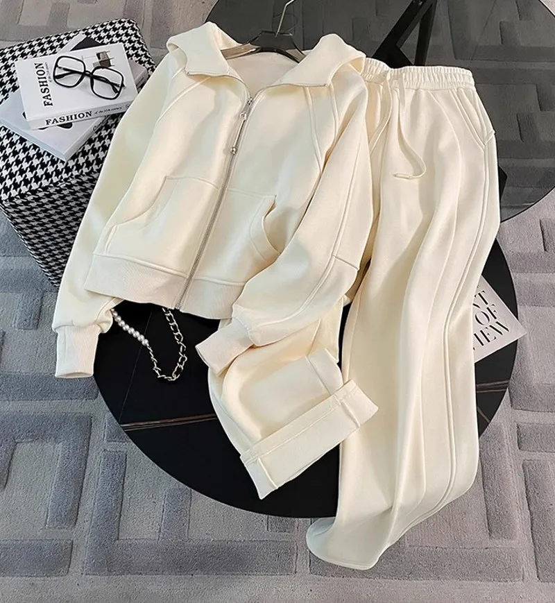 Women Running Sportswear Set Fleece Cardigan Hooded Sweatshirt Two Piece Set Tracksuit Gym Fitness Jogging Outdoor Training Sets
