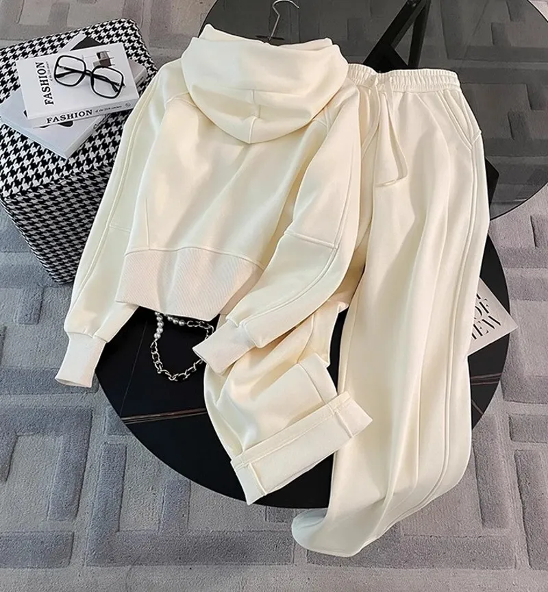 Women Running Sportswear Set Fleece Cardigan Hooded Sweatshirt Two Piece Set Tracksuit Gym Fitness Jogging Outdoor Training Sets