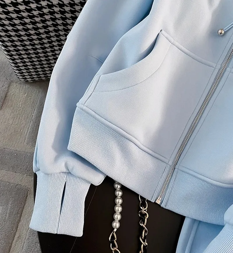 Women Running Sportswear Set Fleece Cardigan Hooded Sweatshirt Two Piece Set Tracksuit Gym Fitness Jogging Outdoor Training Sets