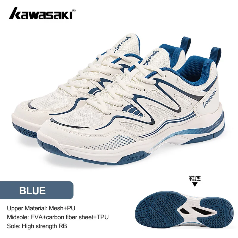 Kawasaki Rubber Sole Non-Marking Badminton Shoes C32016 Carbon Fiber Sheet Inside Professional Anti Torsion Sports Tennis Shoes