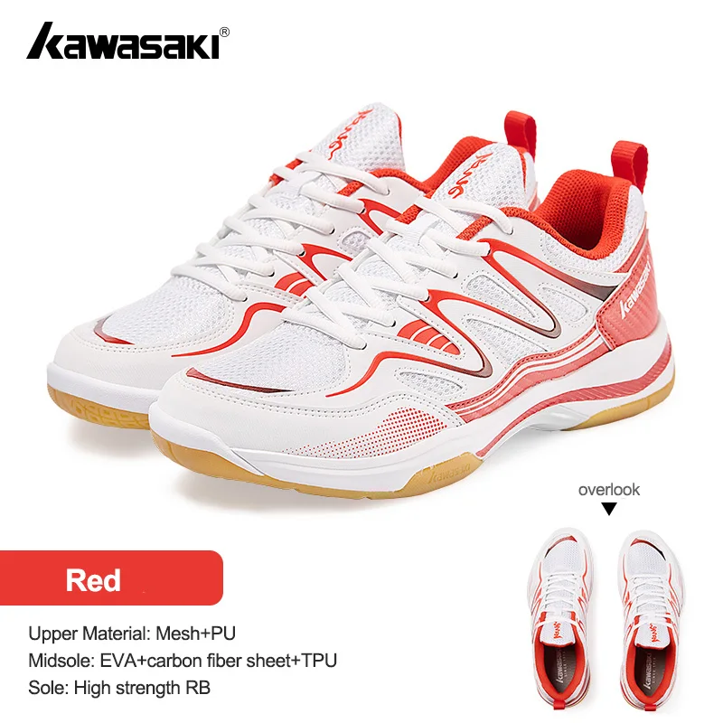 Kawasaki Rubber Sole Non-Marking Badminton Shoes C32016 Carbon Fiber Sheet Inside Professional Anti Torsion Sports Tennis Shoes