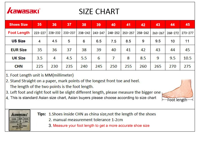 Kawasaki Rubber Sole Non-Marking Badminton Shoes C32016 Carbon Fiber Sheet Inside Professional Anti Torsion Sports Tennis Shoes