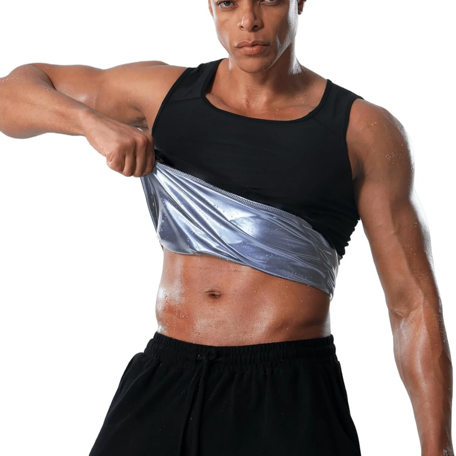 1PC Sauna Shirt for Men, Short Sleeve Sauna Sweat Body Shaper Mens Sauna Vest Gym Exercise Tank Top