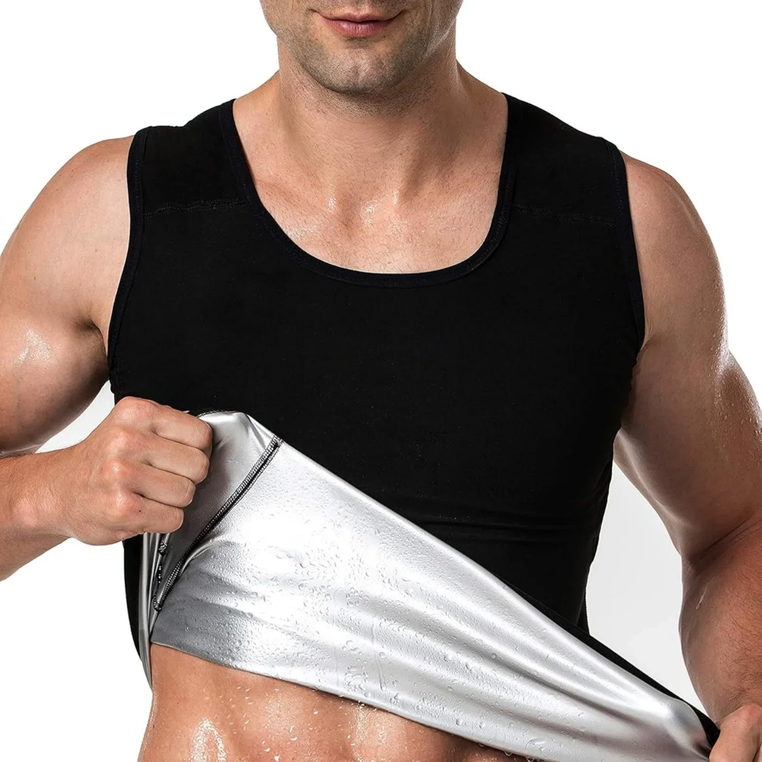 1PC Sauna Shirt for Men, Short Sleeve Sauna Sweat Body Shaper Mens Sauna Vest Gym Exercise Tank Top