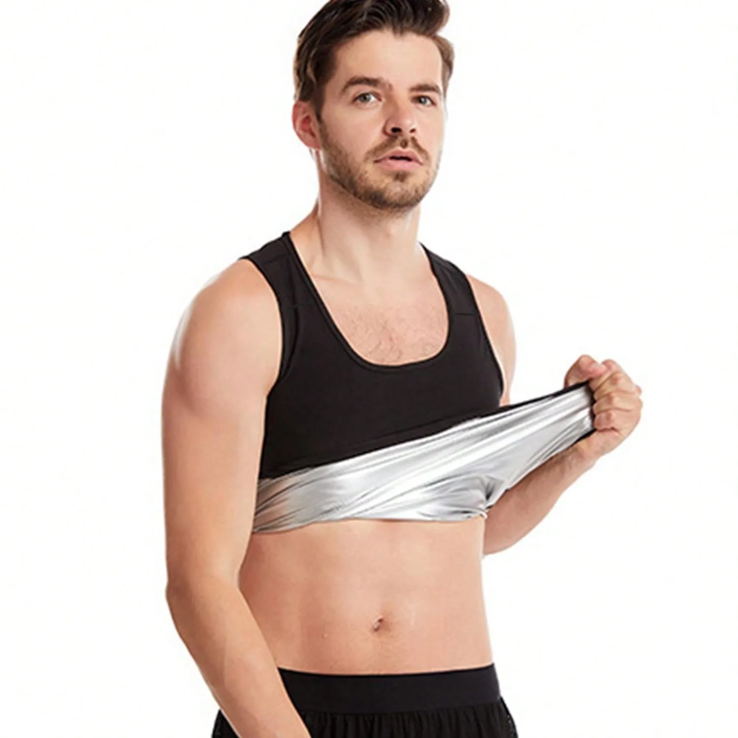 1PC Sauna Shirt for Men, Short Sleeve Sauna Sweat Body Shaper Mens Sauna Vest Gym Exercise Tank Top