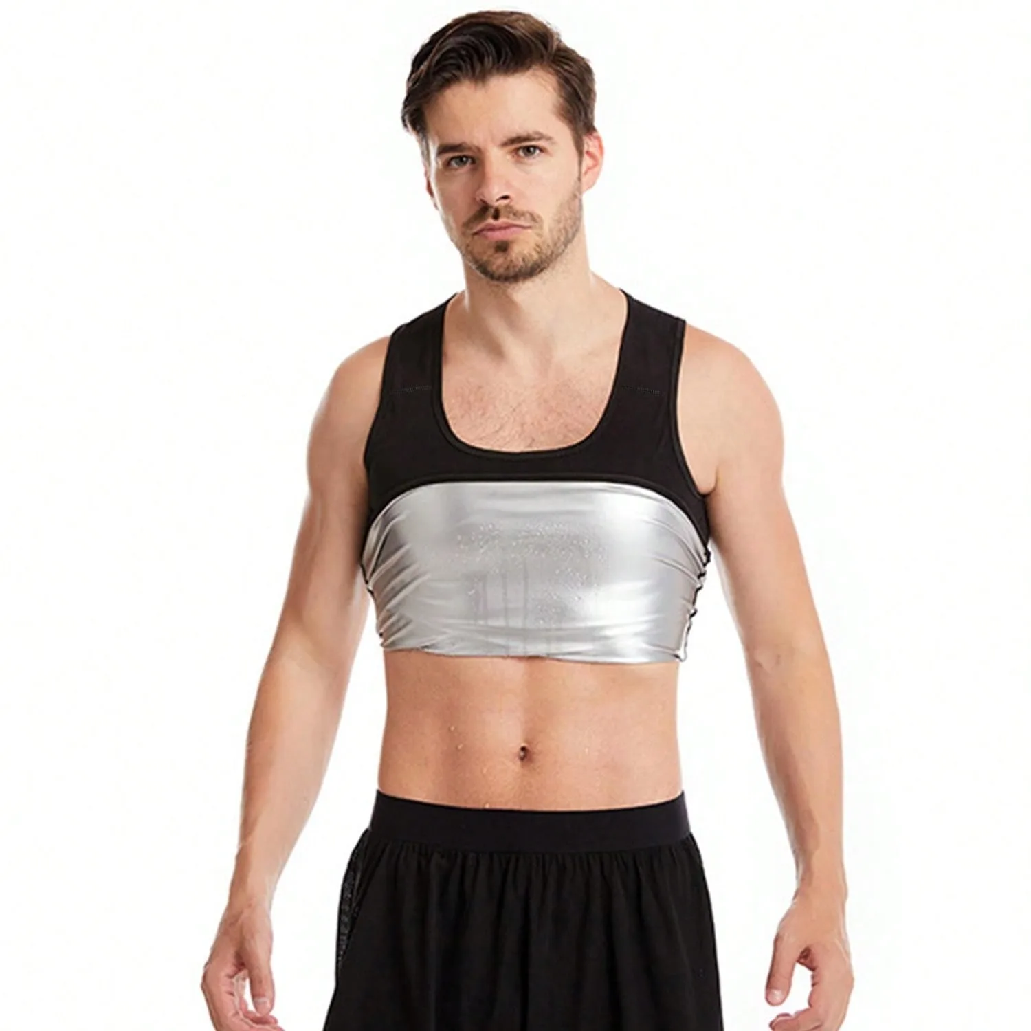 1PC Sauna Shirt for Men, Short Sleeve Sauna Sweat Body Shaper Mens Sauna Vest Gym Exercise Tank Top