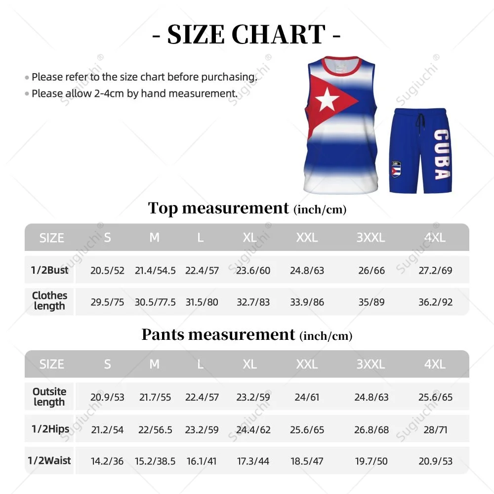 Men Cuba Flag Basketball Jersey Set Mesh Shirt & Pants Sleeveless