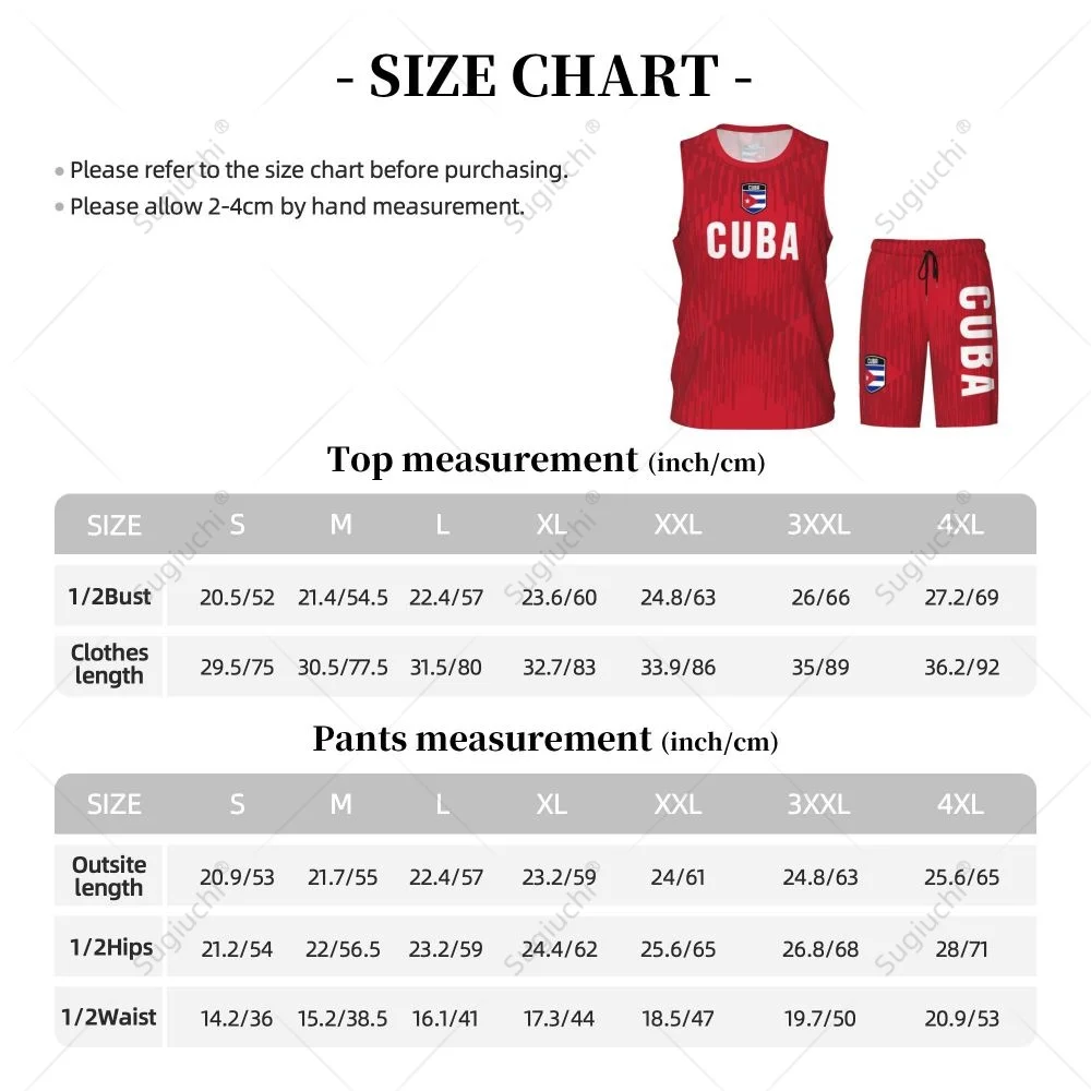 Men Cuba Flag Basketball Jersey Set Mesh Shirt & Pants Sleeveless