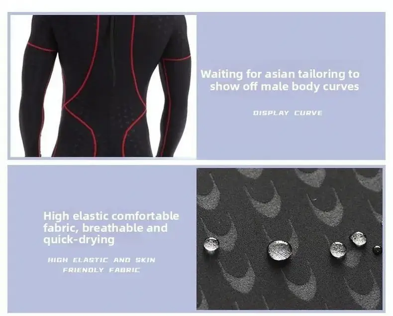 Men's Sharkskin Waterproof Bodysuit Long Sleeve Sun Protectio Wetsuits Diving Suit Black Jump Suit554