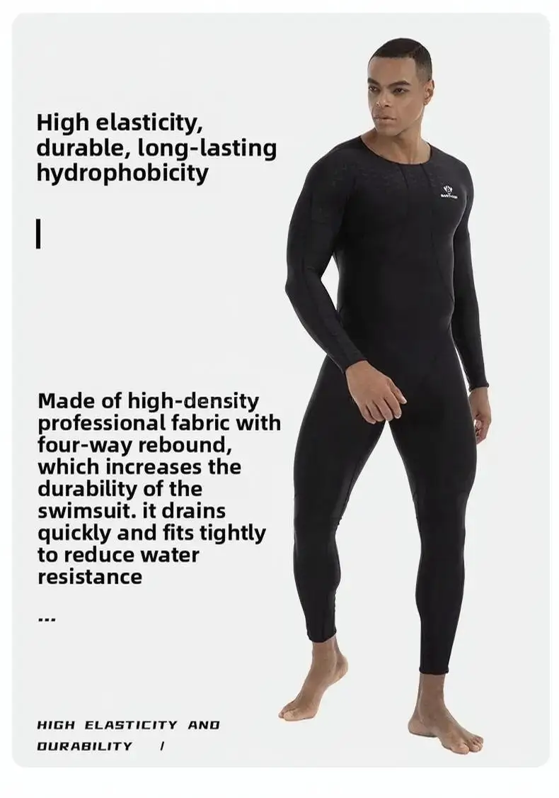 Men's Sharkskin Waterproof Bodysuit Long Sleeve Sun Protectio Wetsuits Diving Suit Black Jump Suit554