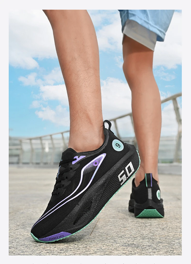 New Trendy Sports Running Shoes, Comfortable and Breathable Men's and Women's Sports Casual Shoes, Outdoor Large-sized Black 10