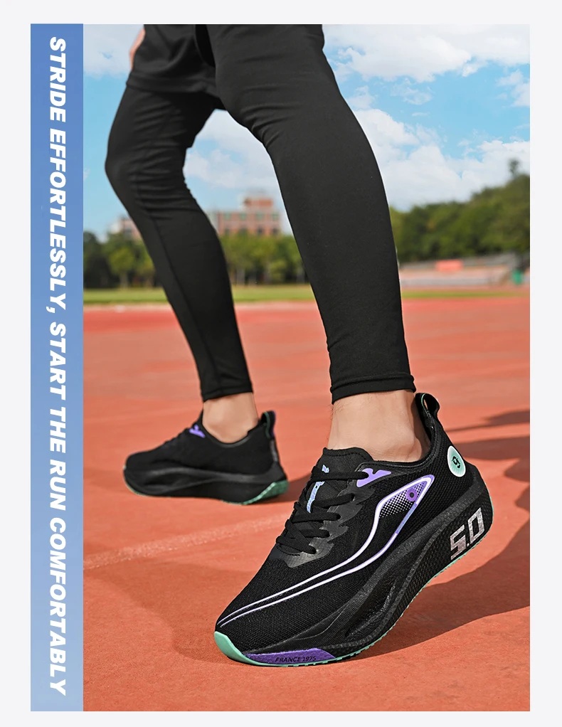 New Trendy Sports Running Shoes, Comfortable and Breathable Men's and Women's Sports Casual Shoes, Outdoor Large-sized Black 10
