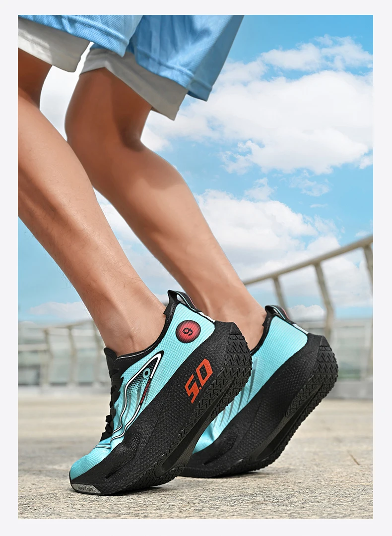 New Trendy Sports Running Shoes, Comfortable and Breathable Men's and Women's Sports Casual Shoes, Outdoor Large-sized Black 10